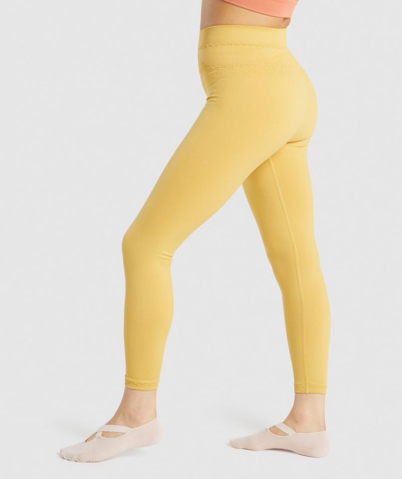 Women's Gymshark Studio Leggings Yellow | NZ 6UWVLF